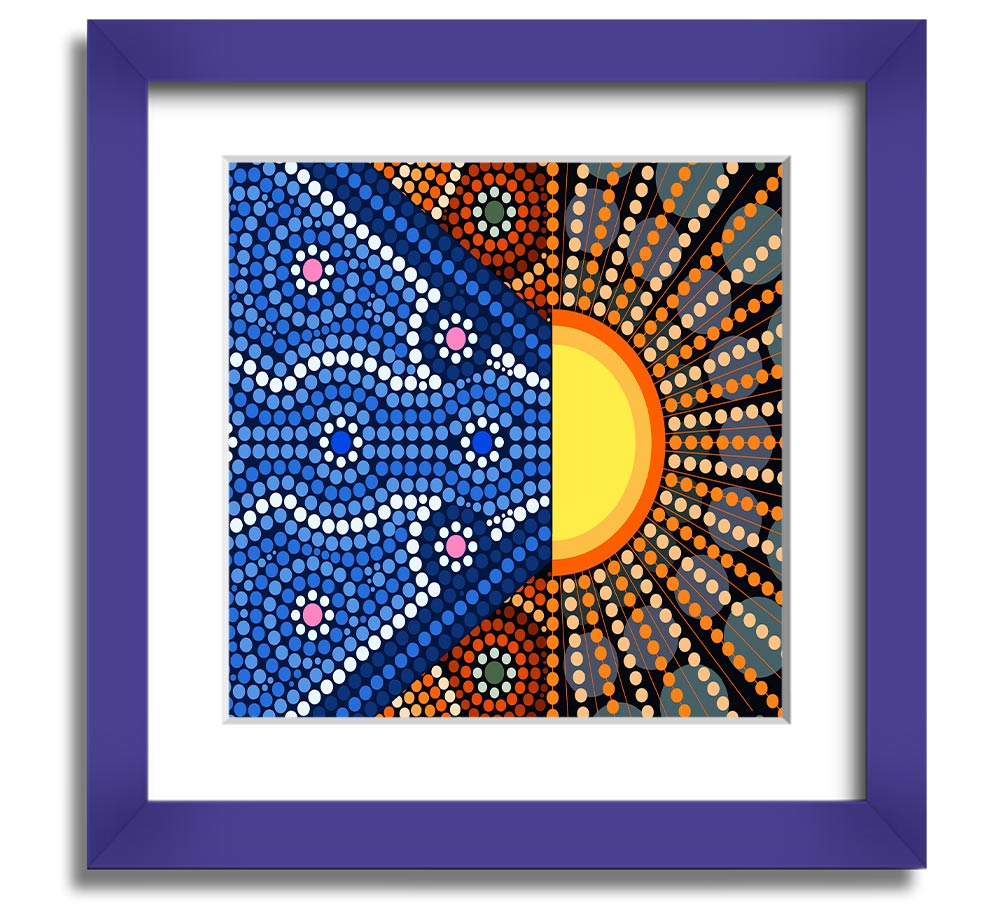 Aboriginal Pattern 9 Square Framed Print showcasing intricate designs in a stylish frame.